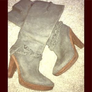 EUC Steel Grey Cole Haan heeled boots. 10